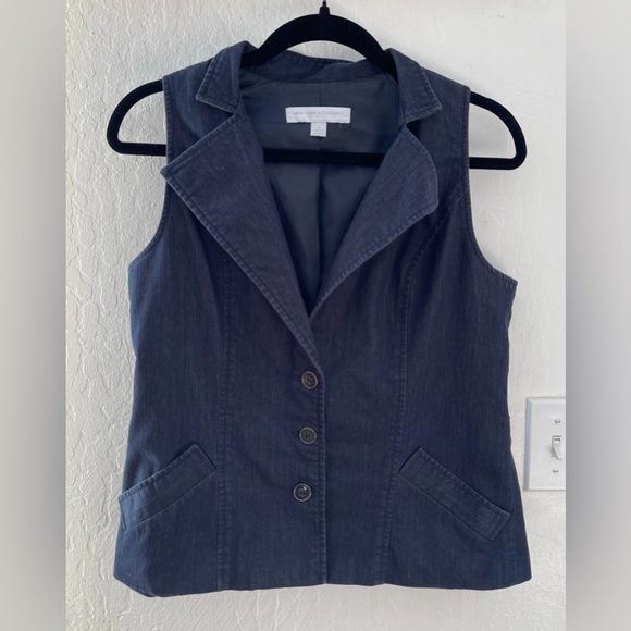 New York Company Dark Blue Soft Denim Vest - Picture 1 of 4